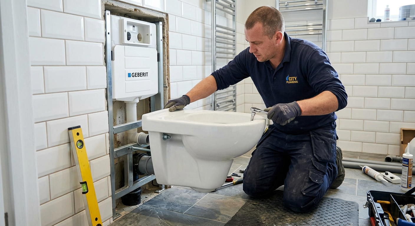 Installation WC suspendu plombier Antony